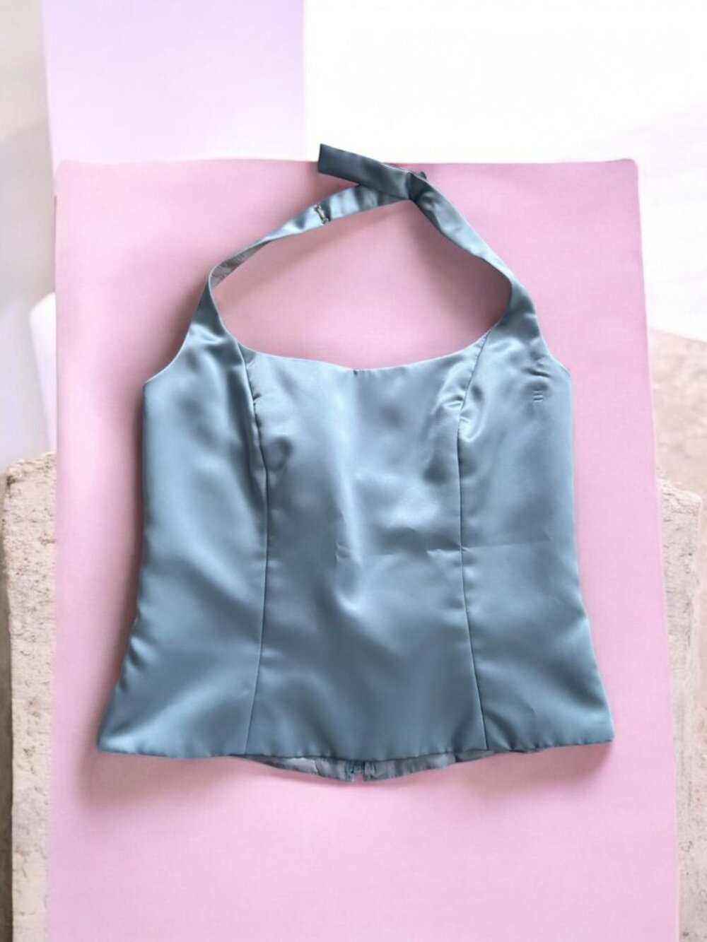 AFTER SIX Blue Satin Halter Dress Tank Top Size Juniors 3